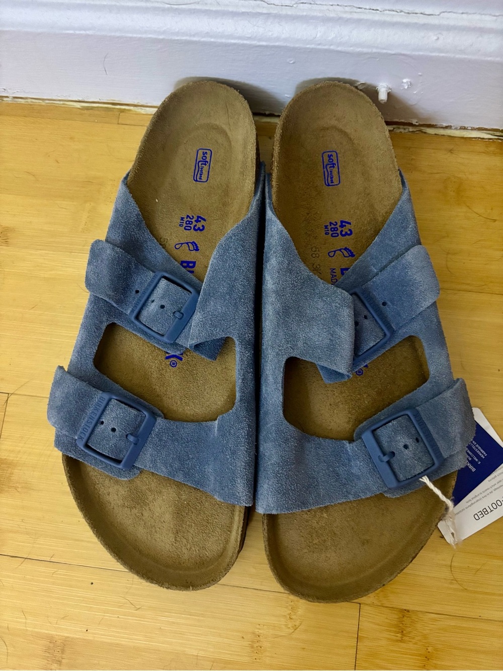 NWT Blue Suede Double-Strap Birkenstocks